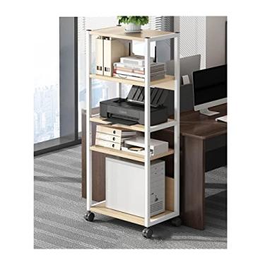 Imagem de Suporte de impressora multicamadas suporte de impressora móvel com rolamento de armazenamento para mesa de chão suporte de host de PC suporte de armazenamento ajustável rack sobre rodas para materiais de escritório Scanner de fax Impressora de mesa (Cor: