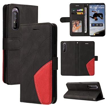 Imagem de Capa carteira para Sony Xperia 5 II, compartimentos para porta-cartões, fólio de couro PU de luxo anexado à prova de choque capa flip com fecho magnético com suporte para Sony Xperia 5 II (preto)