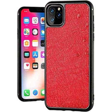 Imagem de DYIZU Capa de telefone de pele de avestruz de luxo, capa para Apple iPhone 11 Pro 5,8 polegadas capa de telefone à prova de choque tudo incluído, forro macio (cor: vermelho)