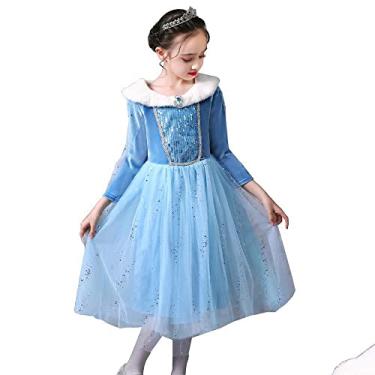 Imagem de Vestido de princesa da neve para meninas de outono e inverno, vestido de tutu de manga comprida com capa