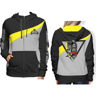 Imagem de Casaco Agasalho Moletom com Capuz - 5013 - Jiu Jitsu - Pre/Amar - XXGG