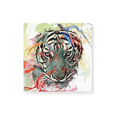 Imagem de Arte Maníacos Quadro Decorativo em Tela Canvas Tigre Tintas Close - 30x30cm