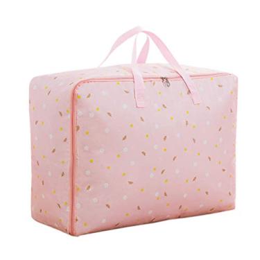 Imagem de Elonglin – Bolsa de armazenamento para colchas para roupas embaixo da cama, cobertor e travesseiro, saco reutilizável para lavanderia com alças fortes para bagagem, viagem, esportes, bolsa de economia de espaço (cor-P M)