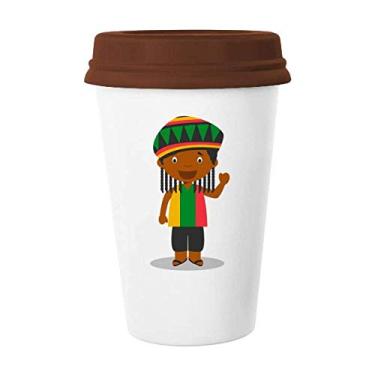Imagem de Caneca preta Wild Jamaica desenho animado caneca café copo cerâmica copo tampa