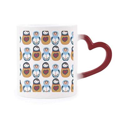 Imagem de Pôster de boneca russa Matryoshka Country Culture Heat Sensitive Mug Red Color Changing Grés Cup