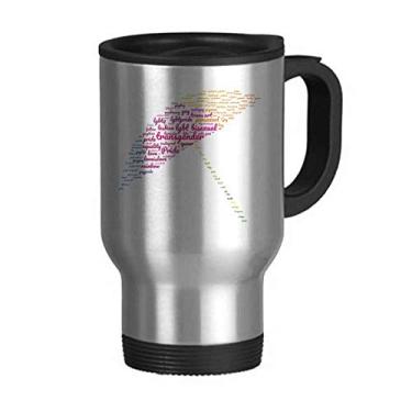 Imagem de Guarda-chuva arco-íris Lgbt Wordcloud caneca de viagem tampa flip aço inoxidável copo carro copo térmico