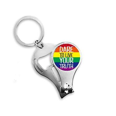 Imagem de Chaveiro Live Your Truth LGBT Chaveiro abridor de garrafa com bandeira de arco-íris