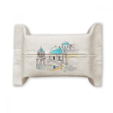 Imagem de Bolsa de linho de algodão para lenços faciais Imerovigli Village in Santorini Greece