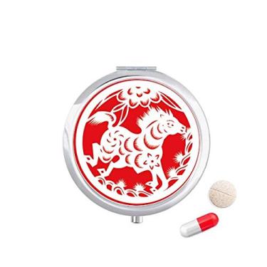 Imagem de Caixa de pílula de arte do zodíaco chinês, corte de papel, caixa de armazenamento de remédios