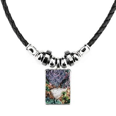 Imagem de DIYthinker Colar de pedra com pingente de corda de couro Torque Cenário Natureza Cenário