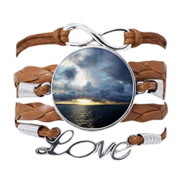 Imagem de DIYthinker Bracelete com imagem da natureza da ciência escura do oceano com corrente de amor para presente