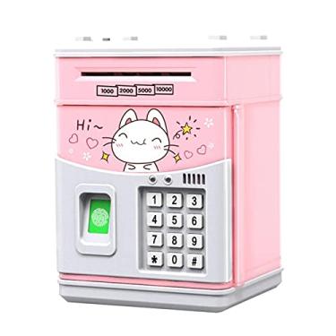 Imagem de Queenser Cofrinho Eletrônico Mini Caixa De Poupança Atm Com Senha Simulada De Impressão Digital Banco De Dinheiro Para Moedas De Dinheiro Papel De Rolagem Automática Para Meninos Meninas Caixa De Banc