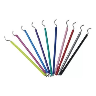 Imagem de Borrachinha de Aparelho Linguinha Ortodôntica Bengalinha 03 Palitinhos com 100 Un. Cada (03 Cores)