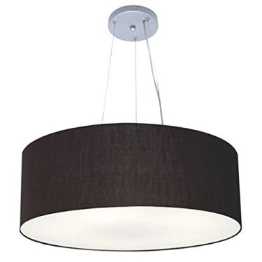 Imagem de Lustre Pendente Cilíndrico Cúpula Tecido 80x30 cm, Vivare Iluminação, Pendente4070 PR, Preto, Gigante