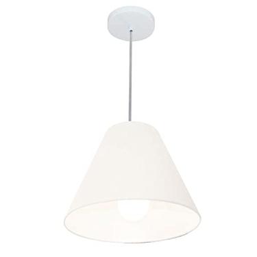 Imagem de Lustre Pendente Cone Cúpula Tecido 25/30x12 cm, Vivare Iluminação, Pendente4028 BR, Branco, Pequeno
