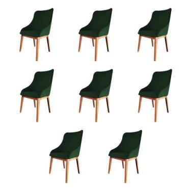 Imagem de Kit 8 Cadeiras De Jantar Luxo Estofada Elisa Anatômica Veludo Verde Ba