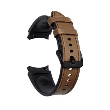 Imagem de Pulseira De Couro + Silicone Compatível com galaxy Watch7 - Watch 6 - Watch6 Classic - Watch 5 - Watch5 Pro - Watch 4 - Watch4 Classic (Marrom)