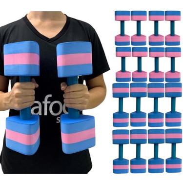 Imagem de Kit 8 Pares Halteres Hidroginástica Em EVA P 1-2kg M 2-3kg Azul/Rosa Dafoca Sports