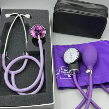 Imagem de Kit Enfermagem Acadêmico Roxo Lilás Esteto Esfigmo Com Bolsa Premium Bioland