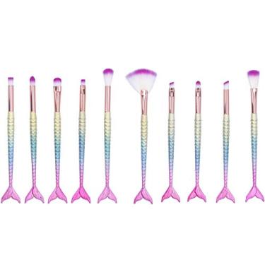 Imagem de Conjuntos de Pincéis de Maquiagem, 10 PCS Conjunto de Pincéis de Maquiagem Kit de Pincéis de Cerdas Macias Corretivo Marcador Delineador Conjunto de Pincéis de Sombra para Blush