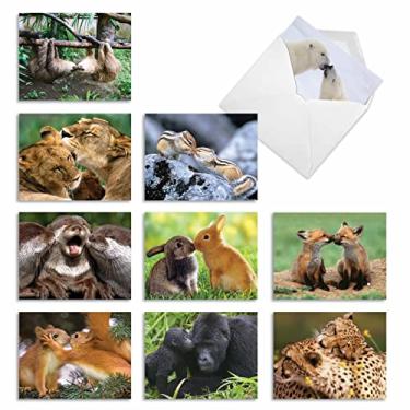 Imagem de The Best Card Company - 10 adoráveis cartões de notas em branco (10 x 13 cm) – Cartas de animais e animais selvagens, conjunto infantil em caixa variada – Animal Smackers M6594OCB