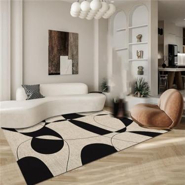 Imagem de Sala de estar tapete completo listrado preto e branco sofá mesa café quarto tapete decorativo, 05,1200mm x 1600mm