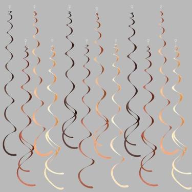 Imagem de 36 peças de decorações em espiral marrom para pendurar ombré, creme, marrom, feltro, redemoinho, espiral, espiral, guirlanda de teto para boho neutro, safári, bosque, rústico, caubói ocidental, urso,