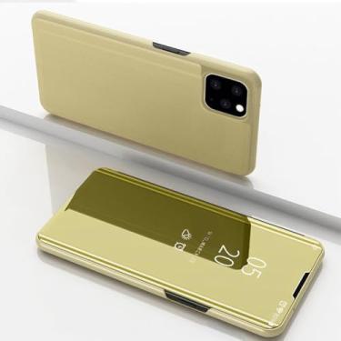Imagem de Flip Stand Clear View Mirror Capa de telefone para iPhone 13 11 12 Mini Pro Max 8 7 6 6s Plus Capa para iPhone X XR XS Max SE 2020 Capa, dourada, para iPhone 8 Plus