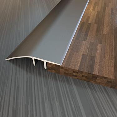 Imagem de Tira de soleira de transição de piso de alumínio, redutor de porta/carpete/azulejo/limiar, acabamento da borda da porta para tapete laminado carpete e azulejo de vinil (cinza, 90 cm)