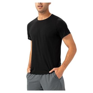 Imagem de Camiseta atlética masculina de manga curta, respirável, gola redonda, secagem rápida, macia, elástica, Cor 2, G