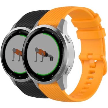 Imagem de Nacorulu Pulseira compatível com Garmin Vivoactive 4S, pulseira de substituição de silicone macio de 18 mm para smartwatch Garmin Vivomove 3S/Venu 3S 2S/Forerunner 265S 255S (pacote com 2) (preto e