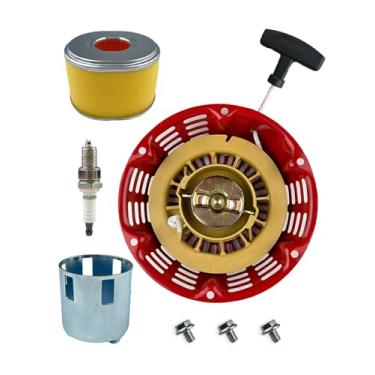 Imagem de TURBOTUNITY GX270 Puxador de arranque com copo de polia para Honda 28400-ZE2-W01ZA GX240 GX270 8Hp 9Hp 270cc 301cc motor um elemento de filtro de ar gx270 Vela de ignição para motores Predator