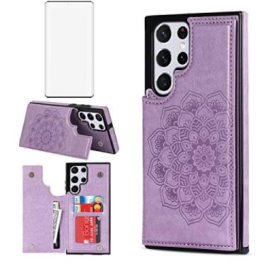 Imagem de Asuwish Capa de celular para Samsung Galaxy S24 Ultra 5G com protetor de tela de vidro temperado e carteira de couro com suporte para cartão de crédito, acessórios para celular S24Ultra 24S S 24