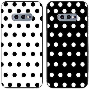 Imagem de 2 peças preto branco bolinhas impressas TPU gel silicone capa de telefone traseira para Samsung Galaxy todas as séries (Galaxy S10e)
