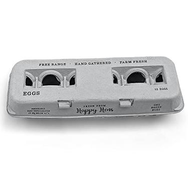 Imagem de Caixas de ovos - adorável design impresso para ovos frescos da fazenda, papelão de papel reciclado, resistente e reutilizável, comporta até GG ovos de galinha (estampagem em branco, 250)