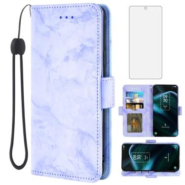 Imagem de Asuwish Capa de telefone para TCL Stylus 5G 2022 com protetor de tela de vidro temperado e capa carteira de mármore flip porta-cartão suporte suporte celular acessórios de couro TLC Stylo G5 6.81