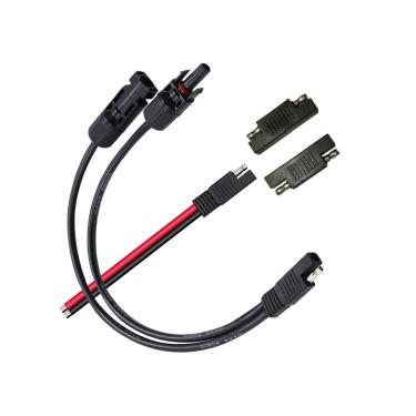 Imagem de Conectores de painel solar 10AWG compatíveis com conector solar MC-4 para adaptador SAE, cabo de extensão PV para painéis solares de trailer, kit de carregador de bateria com dois adaptadores reversos