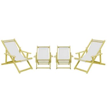Imagem de Kit 4 Espreguiçadeiras 2 Adulto E 2 Infantil-branco