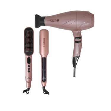 Imagem de Kit Gama Keration - Secador 4D 2500W Bivolt + Chapinha X-Wide Pro 230ºc + Prancha Waver & Brush