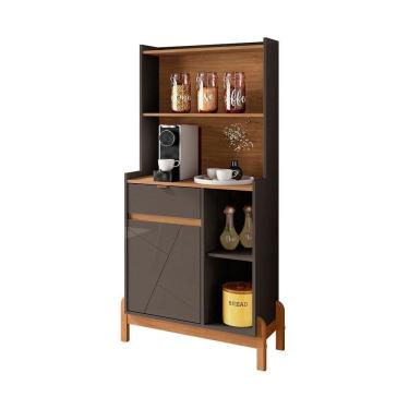 Imagem de Cantinho Do Café Bari Com 1 Porta E Pés De Madeira Maciça Cinza Perola cedro