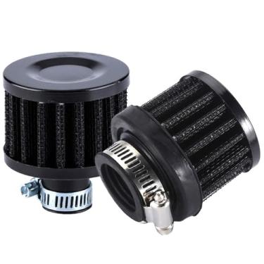 Imagem de 2 peças de respirador de tampa de válvula de filtro de ar, filtro de ar de 12 mm, respirador de filtro de entrada de ar frio, filtro de respiro do cárter para carro e motocicleta (preto)