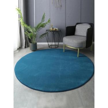 Imagem de Tapete de veludo coral redondo para decoração de casa moderna sala de estar mesa de café tapete curto de pelúcia tapetes de jogo rastejantes, azul lago, personalizado