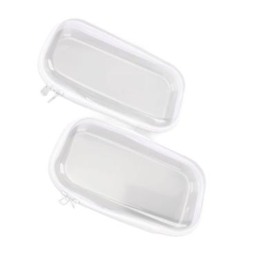 Imagem de MOTOULAX Pacote com 2 capas de plástico rígido transparente com zíper antipoeira organizador de maquiagem bolsa de cosméticos bolsa rígida com zíper transparente para armazenamento de brinquedos