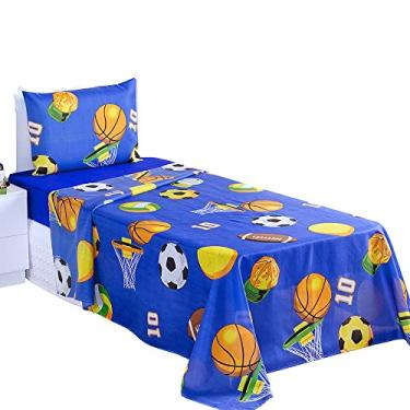 Imagem de Jogo De Cama Solteiro Infantil Estampado 03 Peças Microfibra - Futebol