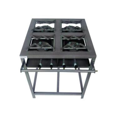 Imagem de Fogão Semi Industrial Cinza Alta Pressão 4 bocas Sênior+Kit Mangueira 