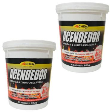 Imagem de KIT 2 ACENDEDOR DE CARVAO LAREIRA CHURRASQUEIRA LENHA ALLCHEM 800g