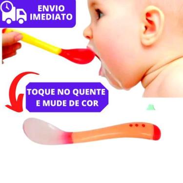 Imagem de Colher Bebê Termo Sensível Infantil Silicone Com Temperatura - Art Bab