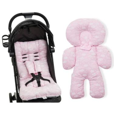 Imagem de Kit almofada para carrinho e bebê conforto - noite rosa - CLICK TUDO