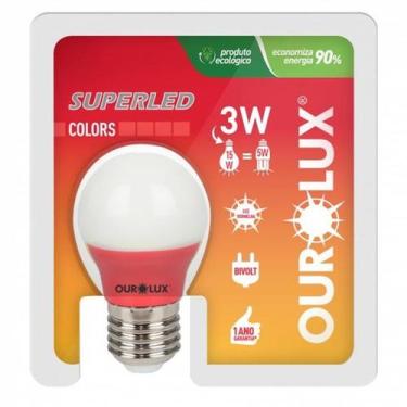 Imagem de Lâmpada LED S30 Bolinha 3 watts Bivolt Vermelha OUROLUX  - OUROLUX COM