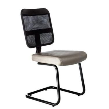 Imagem de Poltrona Secretária Base Fixa em S Linha Tela Mesh Bege - Design Offic